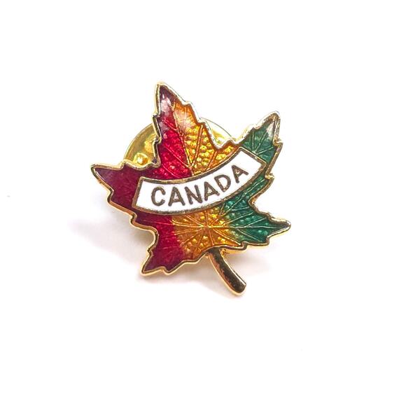 Vintage Canada Maple Leaf Enamel Pinback Pin - Picture 1 of 3